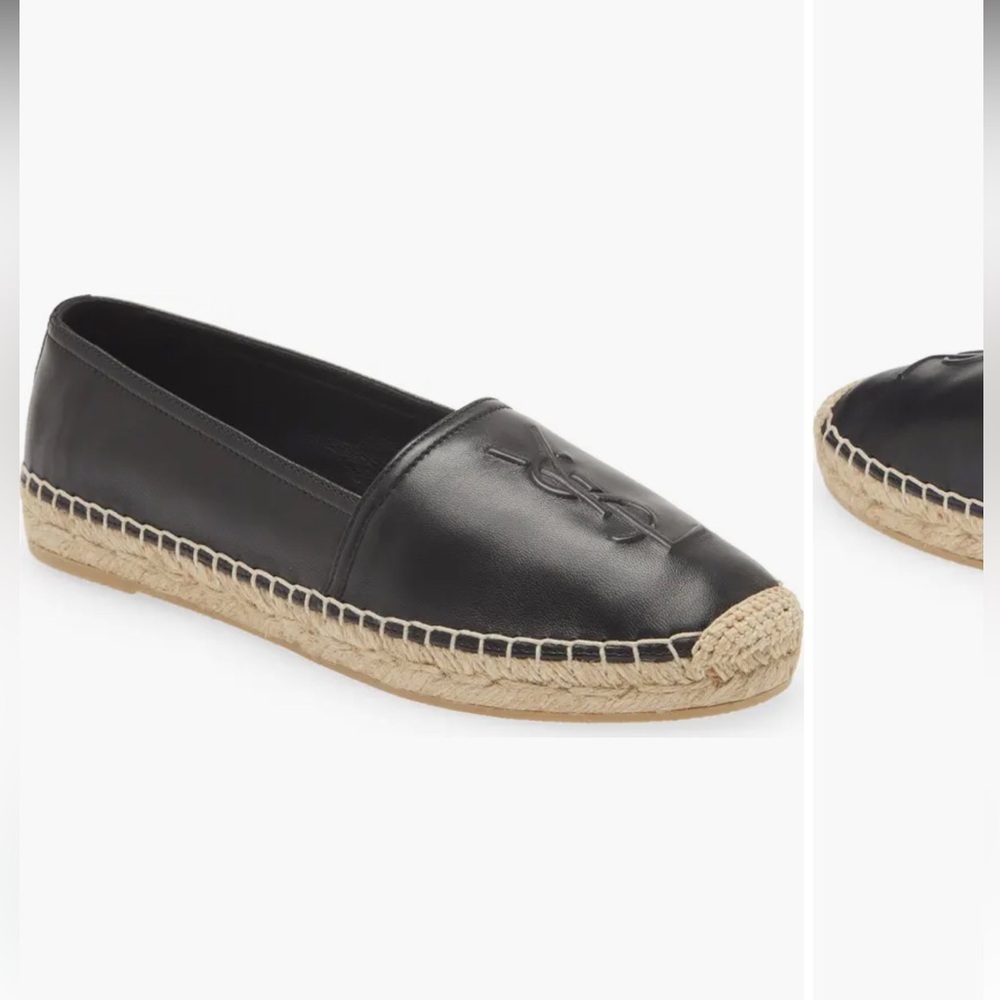 Saint Laurent Black Leather Espadrilles